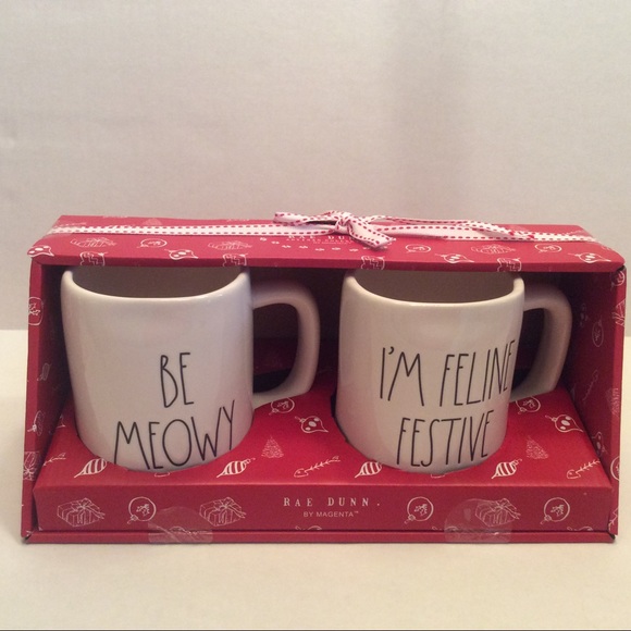 Rae Dunn Other - Rae Dunn CHRISTMAS themed cat lover mug set